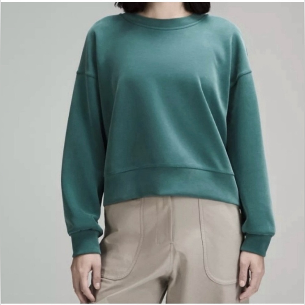 Lululemon—Perfectly Oversized Crop Crew Softstreme, Storm Teal, Sz 10–Rare Color